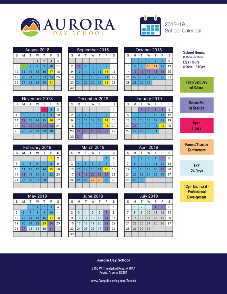 Aurora University Academic Calendar